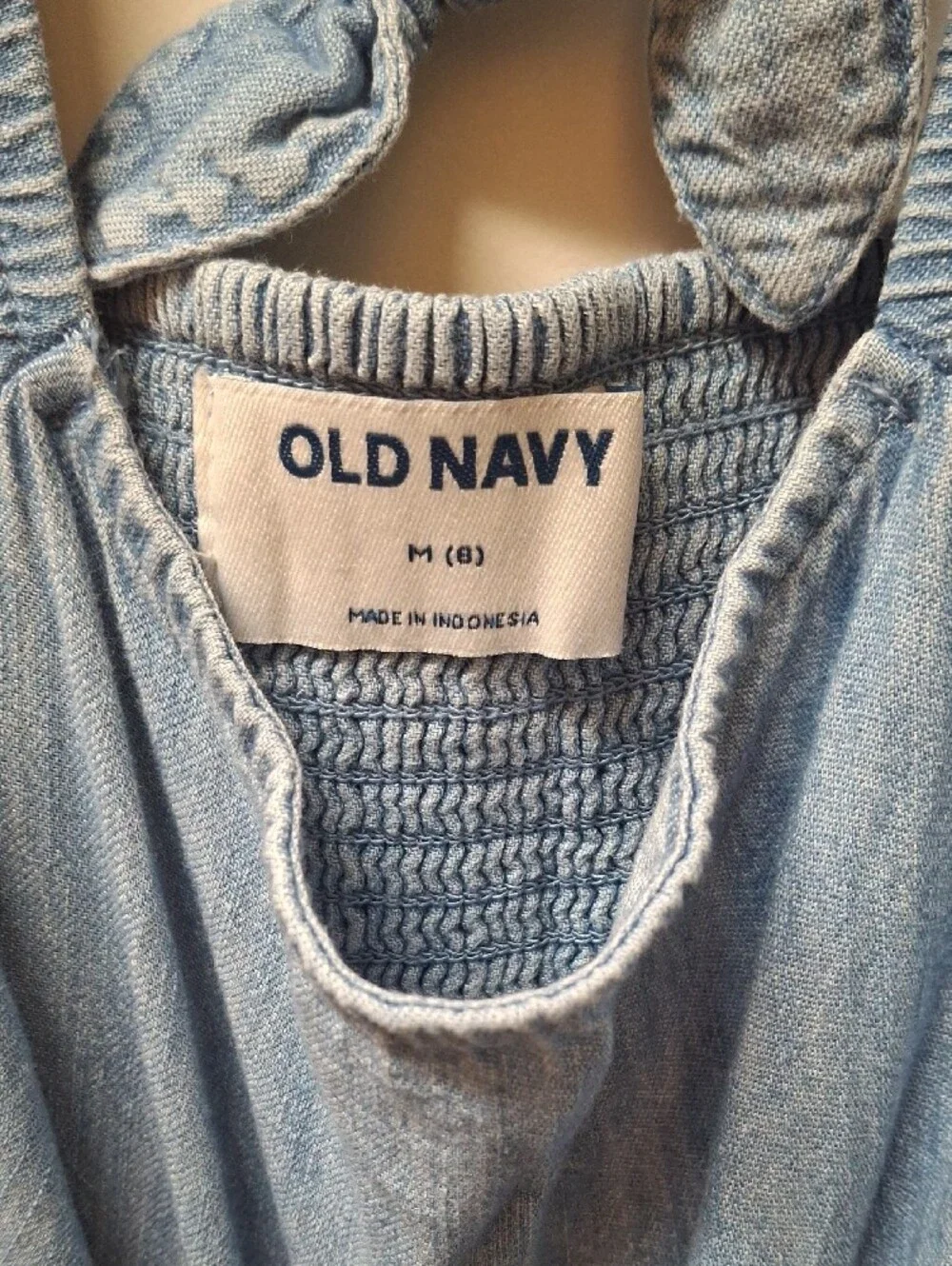 Old Navy Light Blue Chambray Maxi Dress with Smocked Yoke